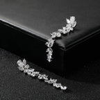 SWEETV Cubic Zirconia Bridal Earrings for Women Brides, Silver Crystal Chandelier Wedding Drop Earrings for Prom or Pageant