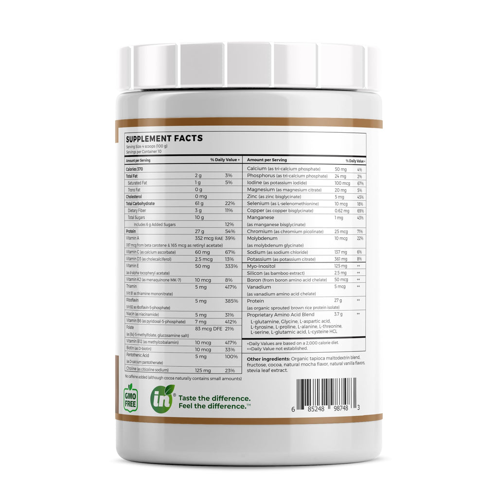 Absorb Plus Vegan Elemental Shake – Nutrient-Rich Powder Nutritional Support, Natural Ingredients, Non-GMO, Gluten-Free, Organic Sprouted Rice Protein (2.2 Pound, Mocha Latte)