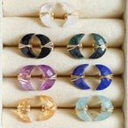 Gempires Rainbow Moonstone Half Moon Stud Earrings for Women