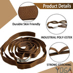 Stretching Strap Yoga Strap with Loops, Stretch Straps for Physical Therapy, Non-Elastic Exercise Strap for Pilates, Dance and Gymnastics with Workout Guide (Brown)