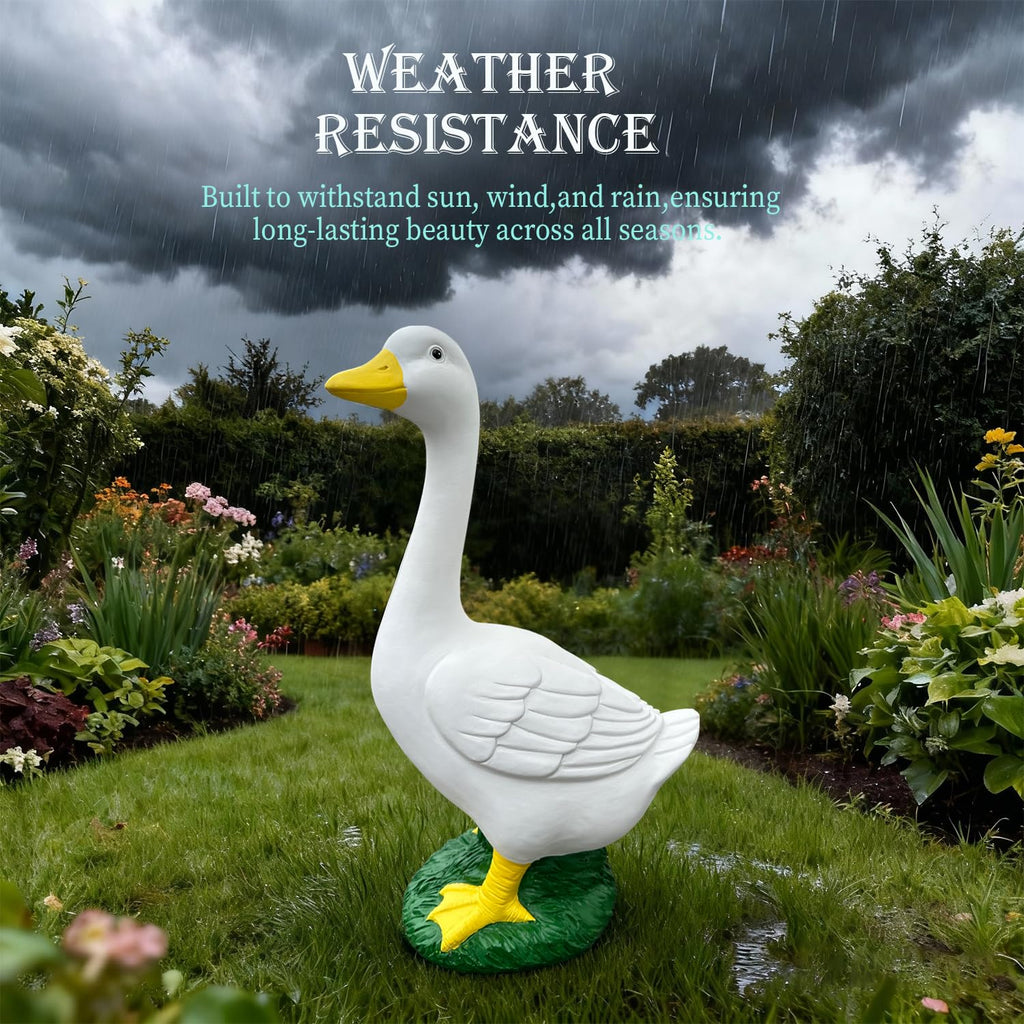 20″ Large Porch Goose Statue - Cute Resin Sculpture, Outdoor Garden Décor