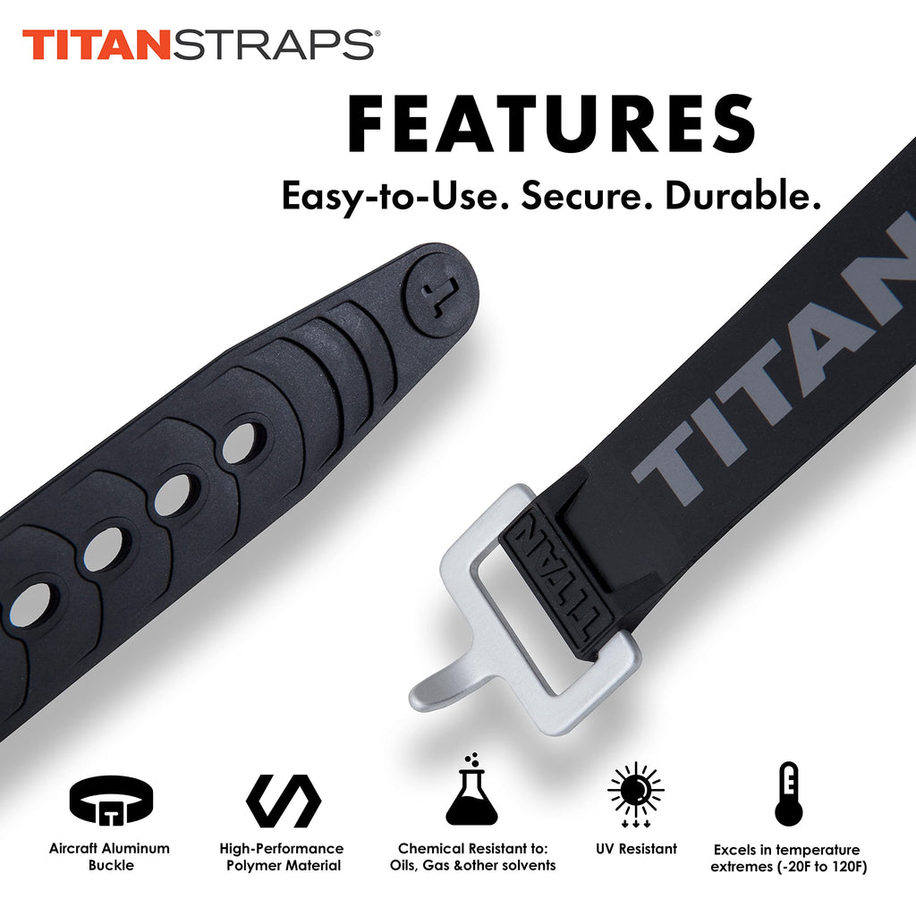 Titan Industrial Straps – Strong & Simple Tie-Downs for Construction (Welders, DIY Home) & 1st Responders – 3 Year Warranty, Batch Tested – 70 lb. Working Load, 25" Length, Safety Orange, 2-Pack
