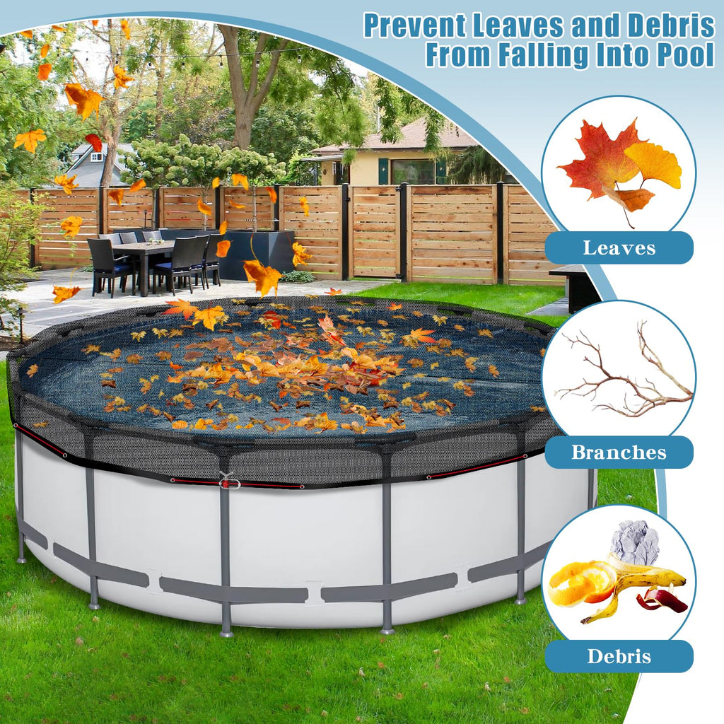 21 FT Pool Leaf Net Cover for Above Ground Pools, Ultra-Fine 0.15’’ Mesh Pool Cover with Winch & Cable, Pool Leaf Cover Prevents Leaves and Debris from Entering Pool