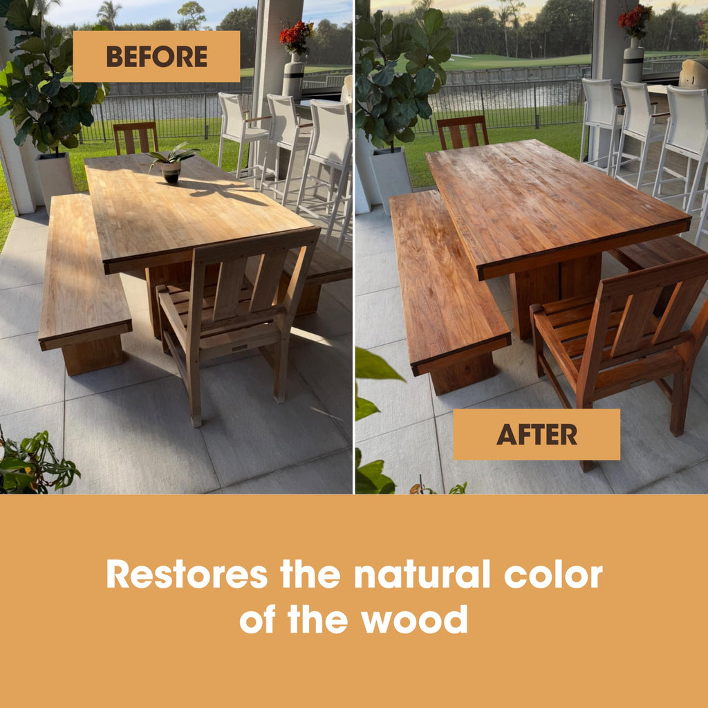 Furniture Clinic Teak Oil | Wood Oil Protects & Cleans Outdoor & Indoor Furniture, Boats, Shower Benches | Restore & Protect Wood, Prevent Drying & Other Damage | Natural Matte Finish | 17oz/500ml