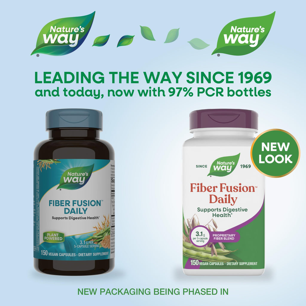 Nature's Way Fiber Fusion Daily, Psyllium Husk Capsules with Oat Bran, Guar Gum, Pectin, Digestive Health Support*, Vegan, 150 Capsules (Packaging May Vary),(Pack of 2)