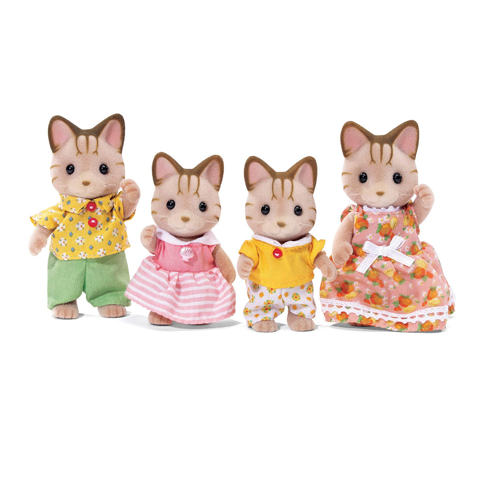 Calico Critters, Sandy Cat Family, Dolls, Dollhouse Figures, Collectible Toys, Premium, 3 inches