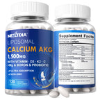 2 Pack Liposomal Calcium AKG Supplement 1500mg with Vitamin D3 & K2 for Women & Men, Calcium Supplement with Magnesium Glycinate, Boron, Probiotics & Vitamin C for Bone Strength & Energy, 240 Softgels