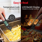 TempPro TP605 Instant Read Meat Thermometer for Cooking, Waterproof Digital Food Thermometer with Large Backlit LCD, Kitchen Thermometer for Grilling, Smoking & Candy Making (Previously ThermoPro)