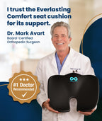 Everlasting Comfort Doctor Recommended Memory Foam Seat Cushion for Office Chairs & Car - Ergonomic Office Desk Accessories - Cushions for Tailbone Pain Relief, Sciatica (Black, Large)