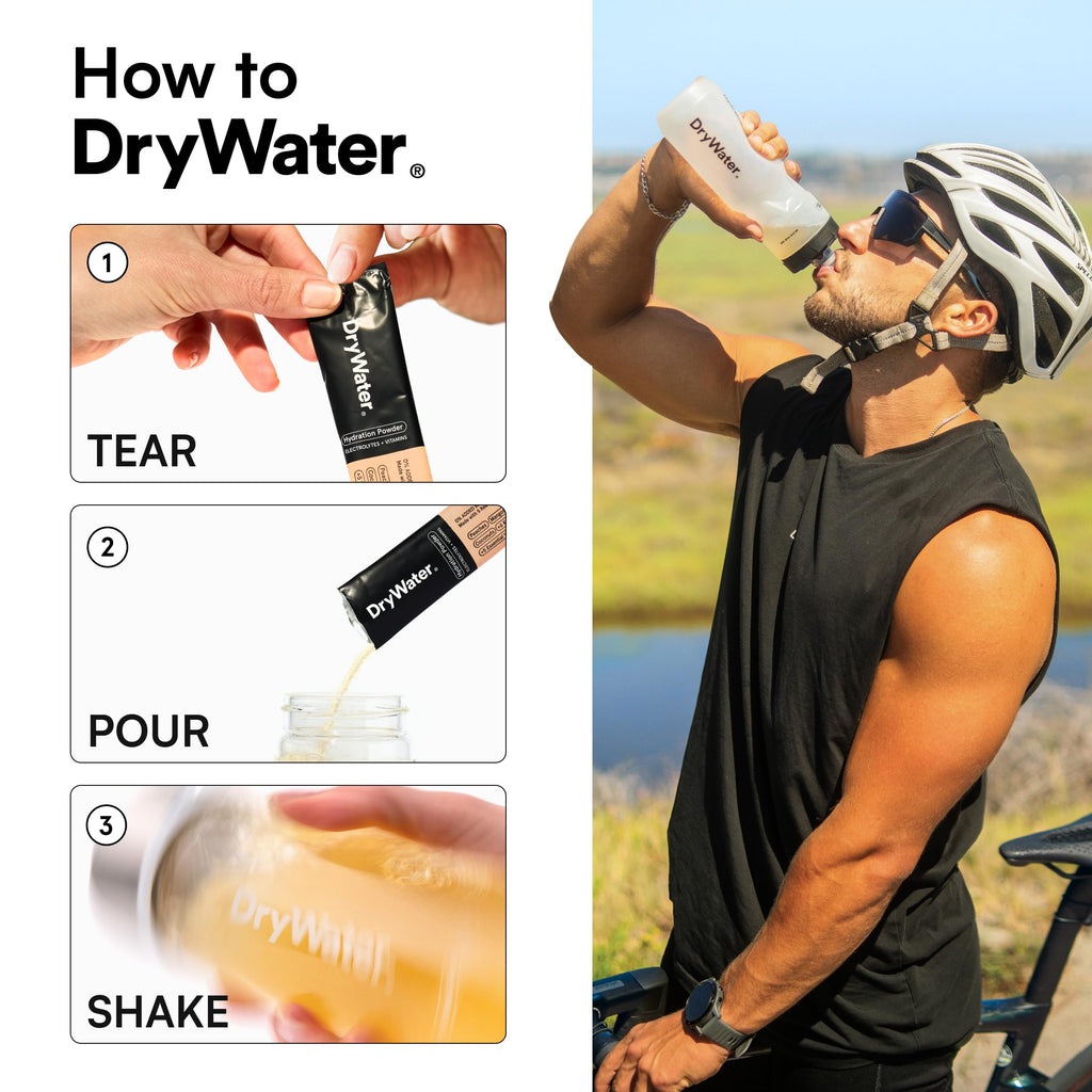 DryWater® Electrolyte + Vitamin Hydration Powder Packets – Peach Mango, 1,000mg Potassium, Real Organic Fruit, NSF Certified for Sport, Nothing Artificial, No Added Sugar (12 Stick Packs)