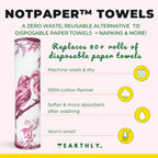 Earthly Co. Reusable Paper Towels - 10 Pack - Roll of Washable Cotton Cloth Paper Towels - Paperless Reusable Napkins Cloth Washable - Absorbent + Long Lasting - Zero Waste Products - (Love Birds)