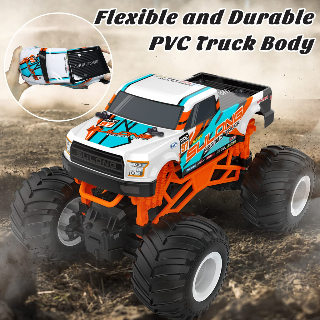 Kidcia Remote Control Car, 1:16 Scale RC Monster Truck for Boys, 2.4 GHz All Terrain RC Cars for Boys Girls 4-7 8-12, 20 Km/h Off Road RC Truck, Christmas Birthday Gift for Kids and Adult, Orange