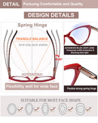 EYEURL 4-Pack Cat Eye Reading Glasses for Women- Blue Light Blocking Readers with Spring Hinges,Anti-Glare/UV Rays Reading Glasses,1.5