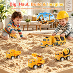 Construction Truck Toys for Toddler 3-5: 5-in-1 Vehicles with Sound Lights