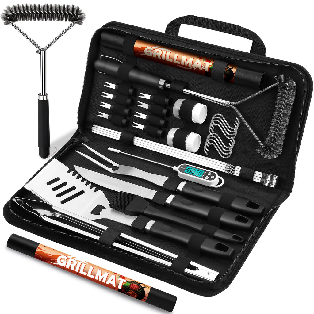 RINPIR 31Pcs Stainless Steel BBQ Grill Accessories & Tools Set, Black