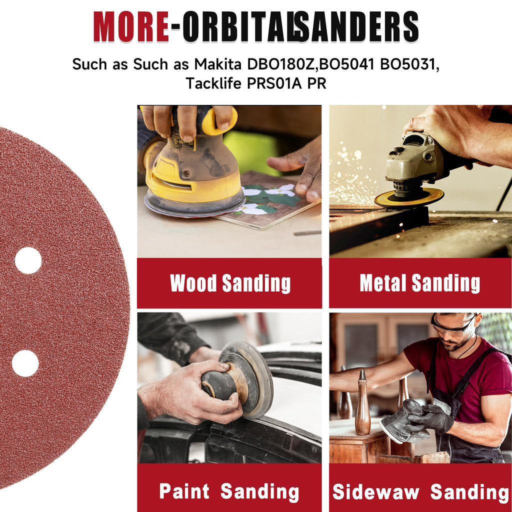100 PCS 6 Inch Sanding Discs 400 Grit, 6 Hole Hook and Loop Sandpaper, Round Orbital Sand Paper Discs for Sander