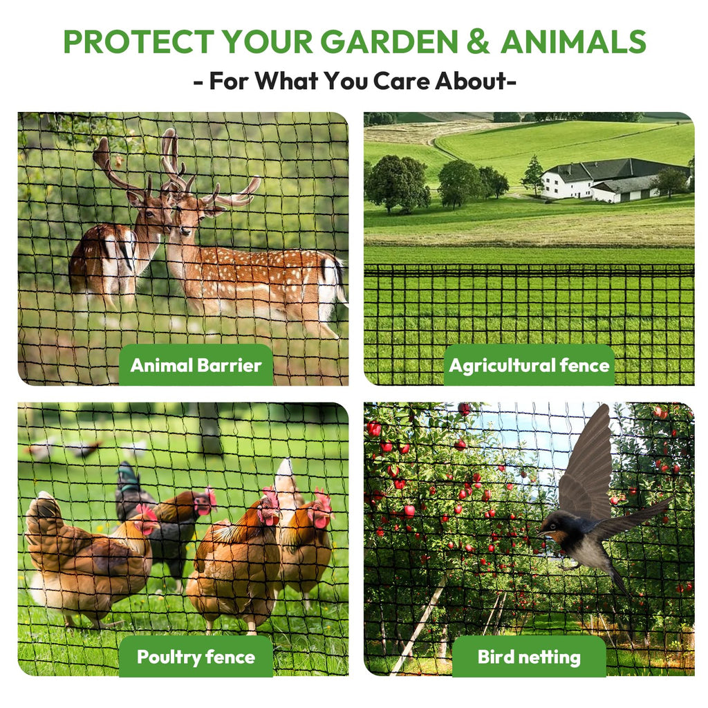 Deer Fence for Garden 4ftx50ft, Plastic Mesh Garden Fencing with Pre-Strung Reinforced Edge, Durable Temporary Fencing, Animal Barrier Fence, Ideal Safe Netting for Poultry, Fruit & Plant Protection