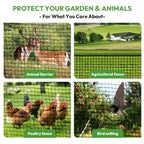 Deer Fence for Garden 4ftx50ft, Plastic Mesh Garden Fencing with Pre-Strung Reinforced Edge, Durable Temporary Fencing, Animal Barrier Fence, Ideal Safe Netting for Poultry, Fruit & Plant Protection