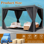 LEVELEVE 10' x 20' Louvered Pergola with Adjustable Roof, Outdoor Metal Patio Gazebo with Curtains & Netting, Gutter System, Large Hardtop Canopy for Garden, Deck, Backyard