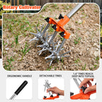 Rotary Cultivator, Adjustable Garden Hand Tiller - Hand Cultivator Tool for Soil Mixing or Reseeding Grass Lawn Tiller, Soil Tiller for Gardening