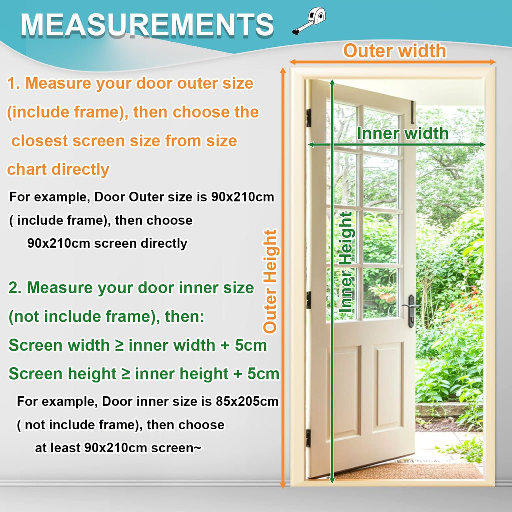 ENBZSVU Magnetic Screen Door Mesh, Fit Door 36 x 78 inch, Black Actual Net Screen Size Include Edges 38" x 80" for Patio, Sliding Door, Keeps Bugs Out, Fresh Air Flow, Self Closing