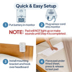 Smart Caregiver Bed Alarm for Elderly Adults – Fall Prevention System with 10"x30" Weight-Sensing Bed Pad – Automatically Alerts Caregiver When They Get Up