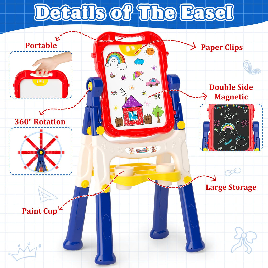 Easel for Kids Toys, Double-Sided Magnetic Painting Board