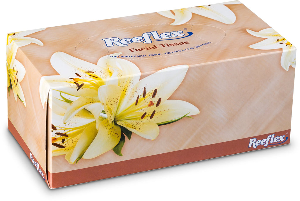 Reeflex Premium Facial Tissues 230 Sheets Per Box, 2-Ply Soft Touch, Gentle and Durable in A Stylish Box - 4 Total Boxes, 920 Sheets Family Pack