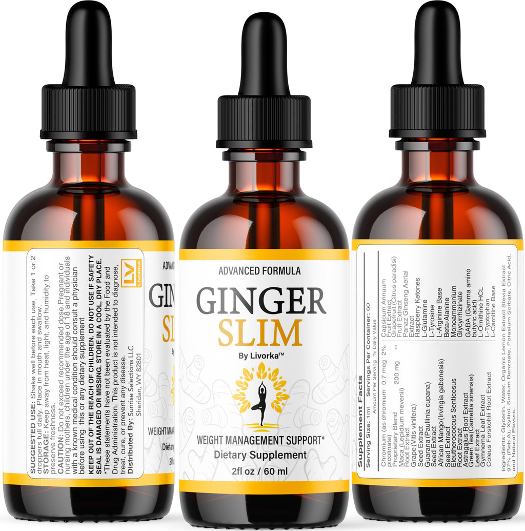 Ginger Slim Drops - Official GingerSlim Droppers Supplement Premium Formula, Ginger Slim All Natural Liquid Support Advanced Formula Healthy Drops Reviews, 1 Bottle for 1 Month
