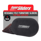 Super Sliders 5-3/4" x 9-1/2" XL Oval Reusable Felt Furniture Sliders for Hard Surfaces, Anti-Slip Protective Furniture Moving Pads for Beds, Sofas, Dressers, Set of 8, Brown