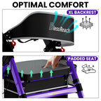 BlessReach Heavy-Duty Aluminum Rolling Walker - Foldable Rollator Walkers with Seat for Seniors, 450 lb Capacity, 8'' Wheels, 18" Big Seat, 6-Position Adjustable Height(Purple)