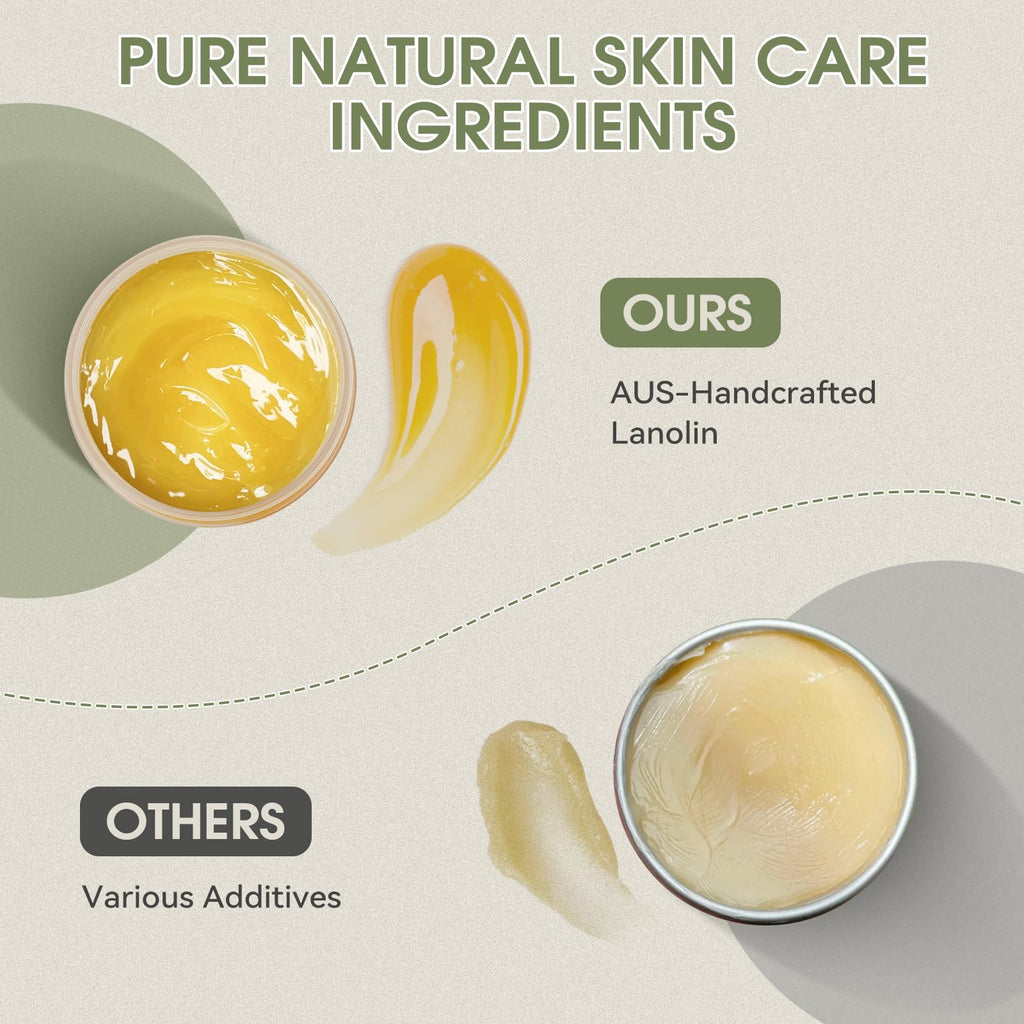 CHIALING Handmade Lanolin - 100% Pure Natural Australian Lanolin Cream - Made in USA - USP Grade Moisturizer for Dry/Cracked Skin, Nipple Discomfort, Lip Hydration & Eczema | Unscented, Additive-Free(3.5 oz)