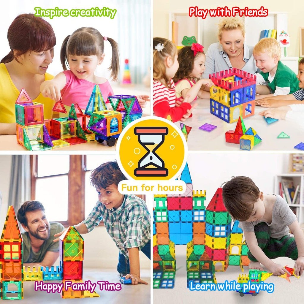 Landtaix 100pcs Magnetic Tiles for Kid Age 3+ Magnetic Blocks Toddlers Toys