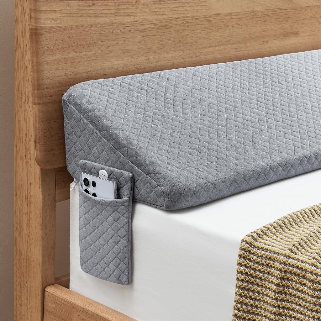 Homemate King Size（76"x10"x6"） Bed Wedge Pillow for Headboard - Upgraded Bed Gap Filler King Between Mattress and Headboard - Wedge headboard Pillow - Grey