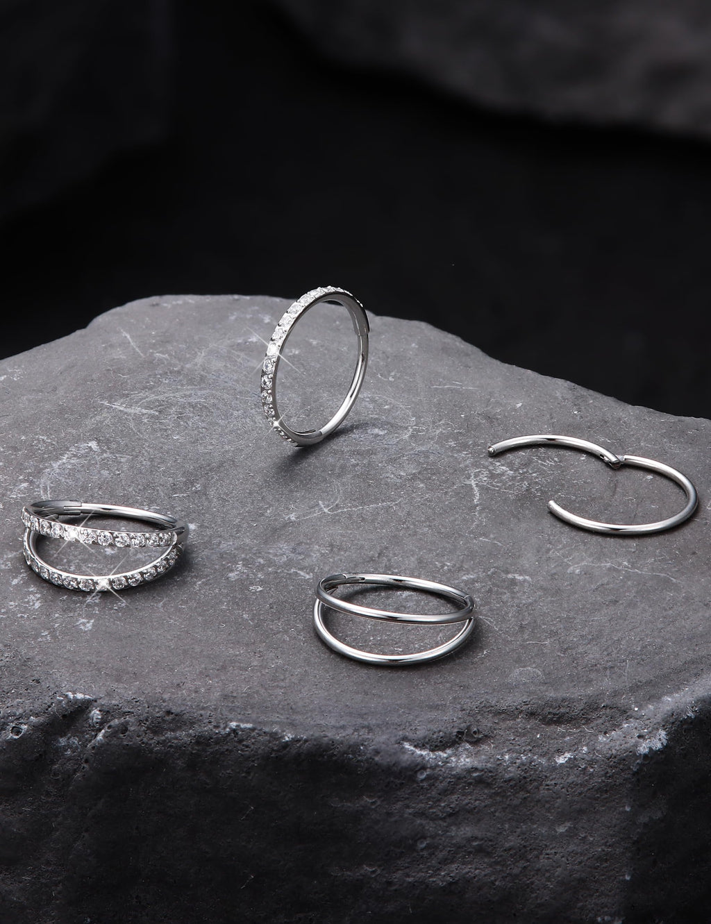 4PCS 18G Nose Rings Hoops, Surgical Steel Earrings Tragus Septum Piercing