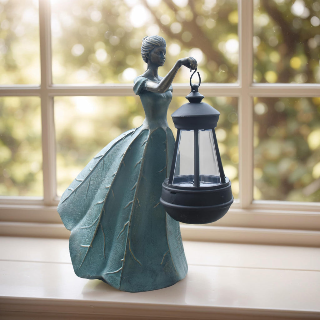 Sheaifun Fairy Garden Statue Solar Garden Decor Resin Fairy Statue with Lights Angel Fairy Decor Outdoor Yard Statues Gardening Gifts for Women 9.5x5.5x11.5 Inch