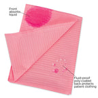Practicon 125 Pack Pink Disposable Patient Bibs, 18" x 13", 3 Ply Waterproof Paper Bib Sheet with Poly Back, Dental, Medical, Tattoo, Nail Tray or Table Cover, 125 Pack