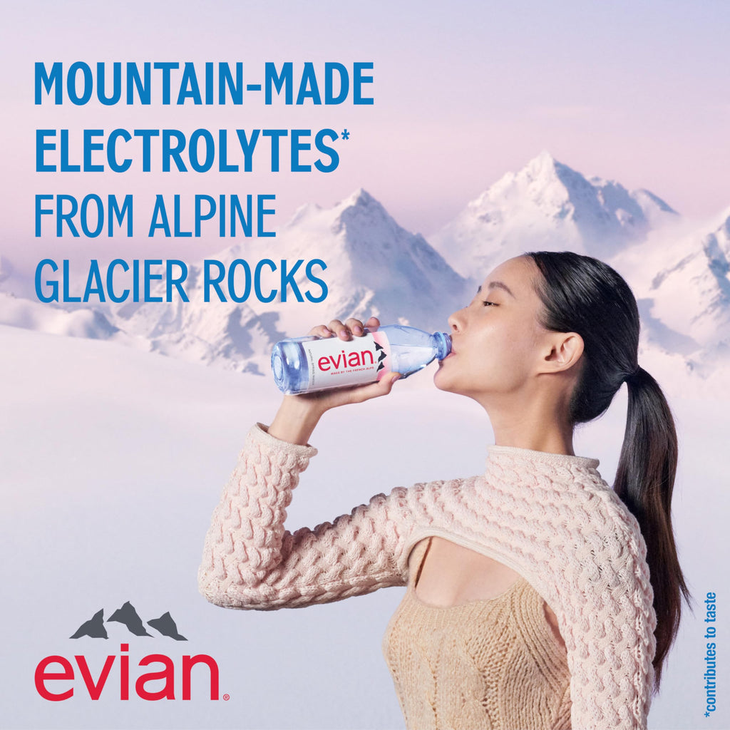 Evian Natural Spring Water (One Case of 12 Individual Bottles, each bottle is 1 liter) Naturally Filtered Spring Water in Large Bottles