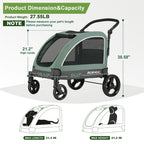 AOPEC Large Dog Stroller - Dual Entry Safety Folding Pet Stroller with Adjustable Handle, All-Terrain 4-Wheel, 160 lbs Weight Capacity for Travel & Outdoor Adventures - Green