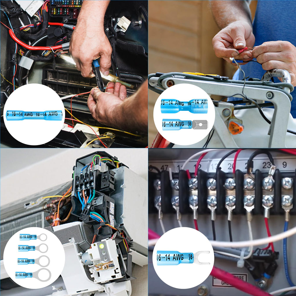 Kuject 600 PCS Heat Shrink Wire Connectors kit, Multipurpose Waterproof Electrical Wire Terminals, Insulated Crimp Connectors Ring Fork Spade Butt Splices for Automotive Marine Boat Truck