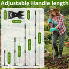 Weed Puller Tool with Long Handle-Vertical Adjustable Weeder, 2-in-1 Garden Hoe and Weeding Rake Combination, Weeding Tool for Garden, Lawn, Farm and Courtyard