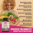 WHOLE WORLD WELLNESS Womens Daily Multivitamin Multimineral Supplement for Energy, Mood, Focus, Hair, Skin & Nails. Made for Women with 30+ Nutrients, Fruit & Energy Blend. Womens Vitamins, USA Made.