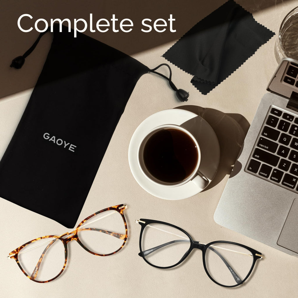 Gaoye Blue Light Blocking Glasses - Trending Round TR90 Frames, Metal Arms, UV400 Protection - Matching Soft Case