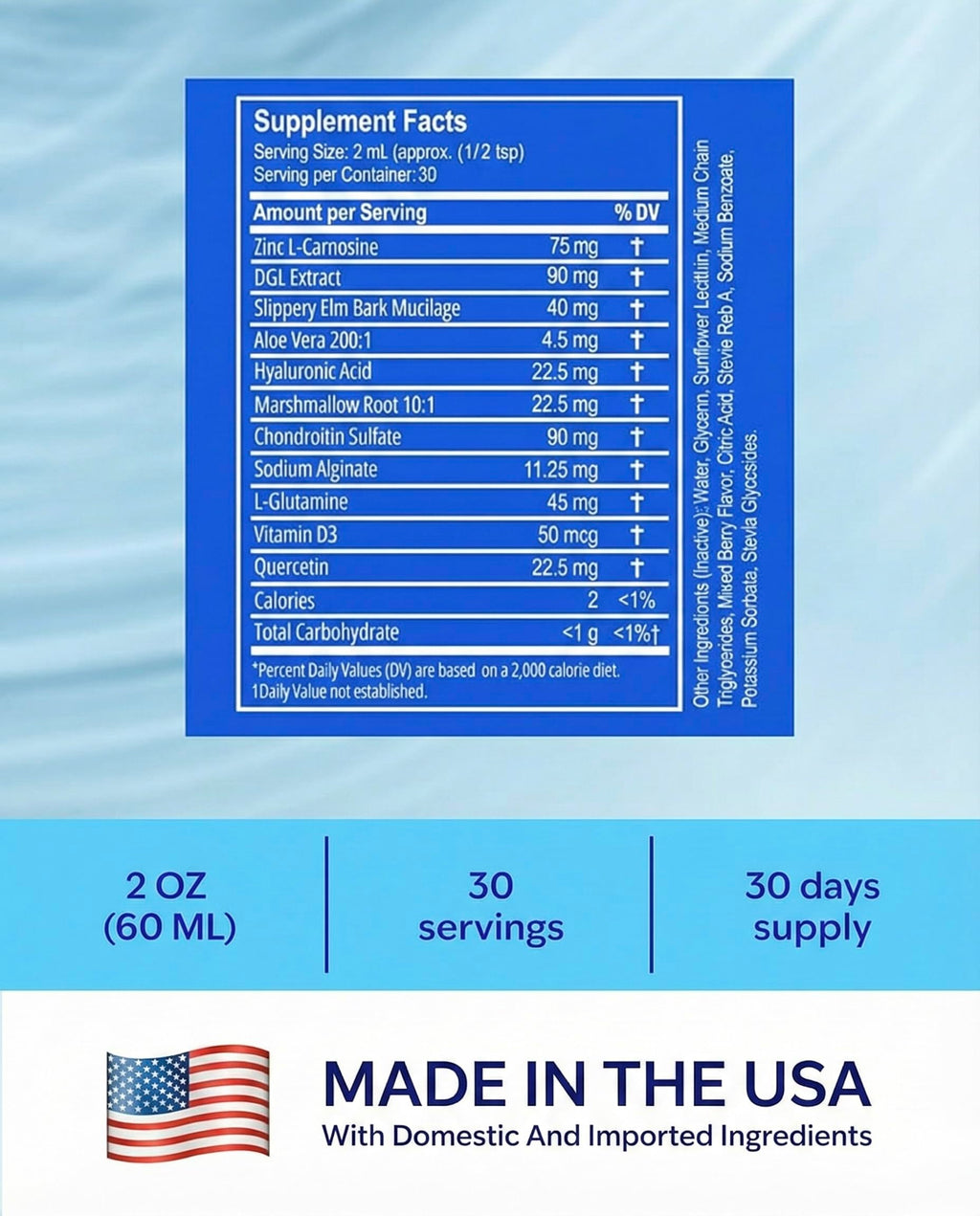 EsoRepair Nano Esophageal Health Supplements for Men & Women - Digestive Comfort, Heartburn Relief & Tissue Healing - Slippery Elm Bark, Zinc L-Carnosine & Aloe Vera Extract - Non-GMO & Dairy Free