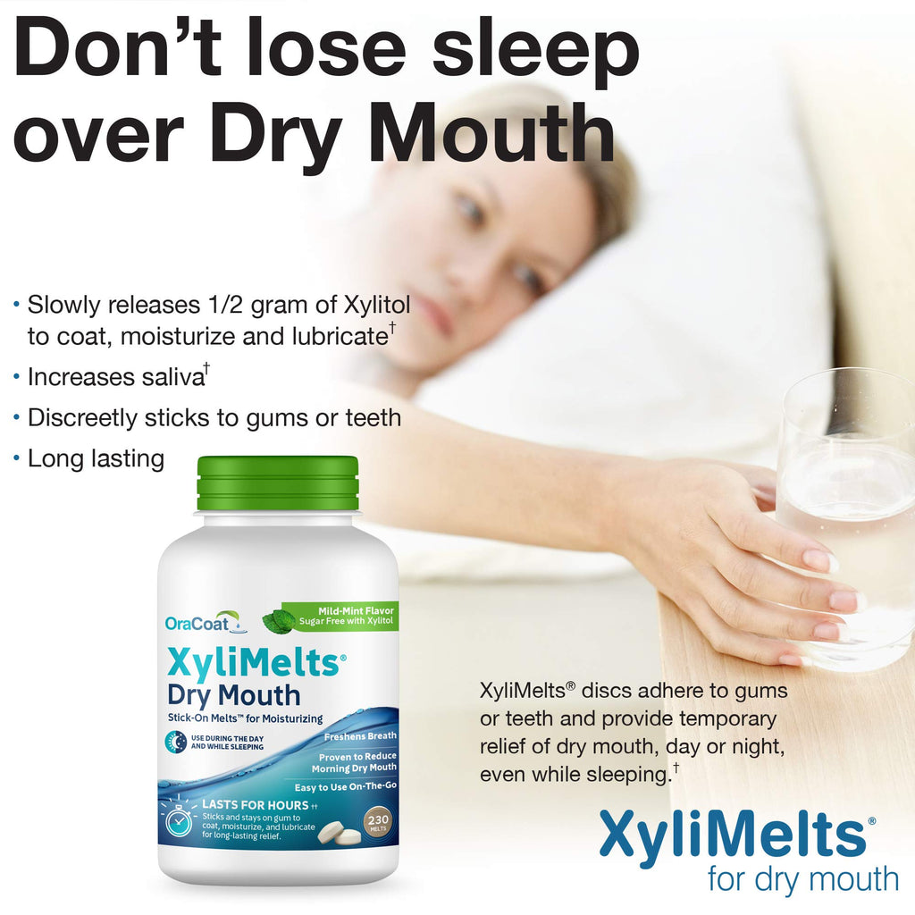 Oracoat XyliMelts for Dry Mouth Relief with Xylitol 230 Ct, Mild Mint