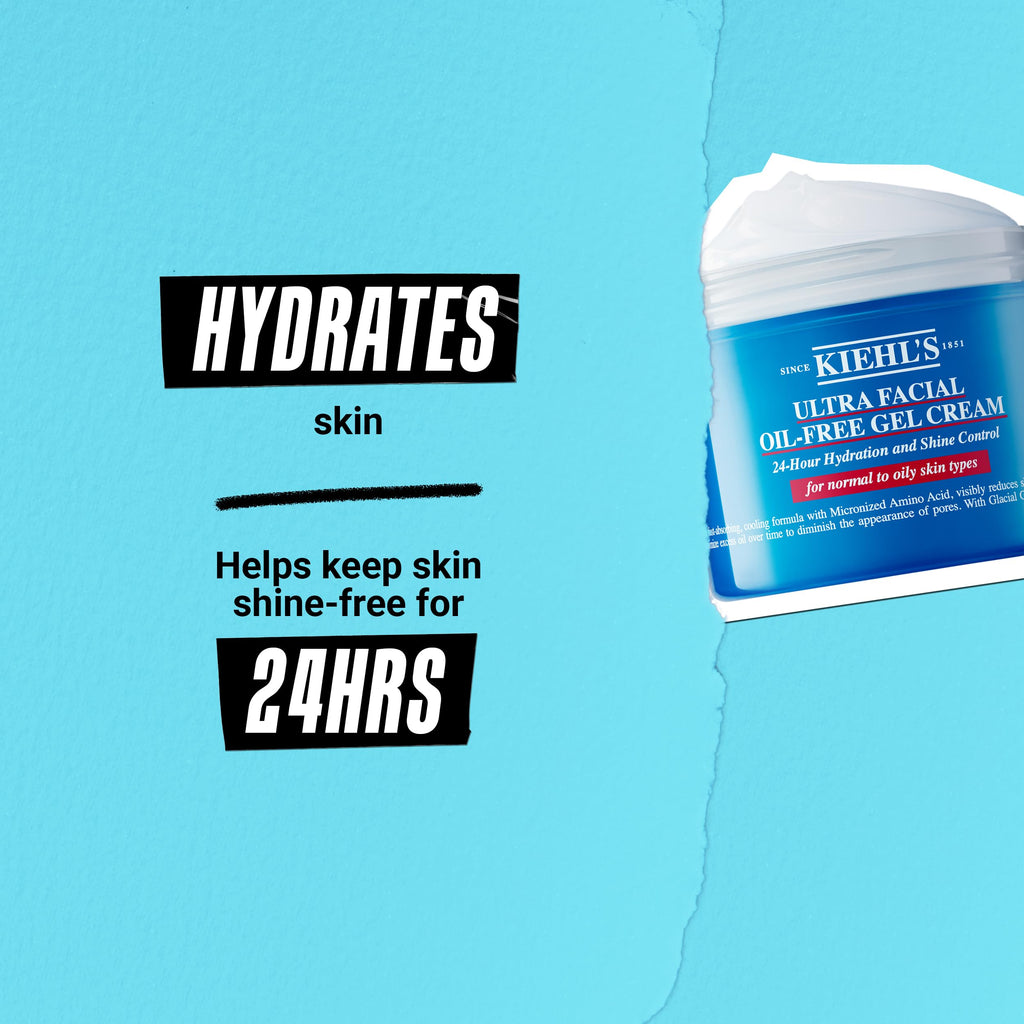 Kiehl's Ultra Facial Oil-Free Moisturizer, Shine-Reducing Gel Cream for Oily to Normal Skin, Hydrates Skin for 24 Hours, Visibly Minimizes Pores, Non-comedogenic, Fragrance-free - 0.95 fl oz