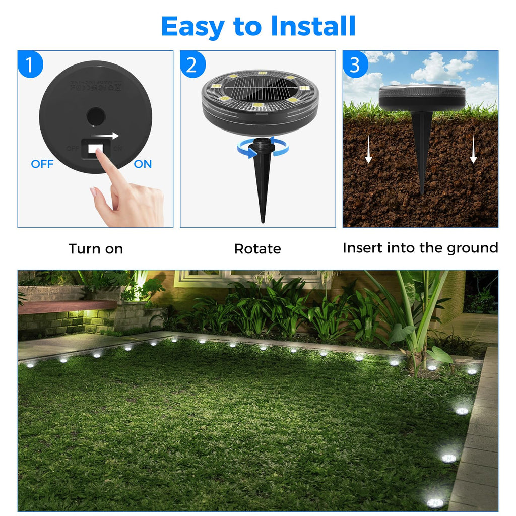 Peasur Mini Solar Ground Lights, 12 Pack Flat Solar Disc Lights Outdoor Waterproof, 2.3 Inch Small Solar Garden Lights Landscape Lighting for Outside Pathway Garden Yard Lawn Walkway,Cool White