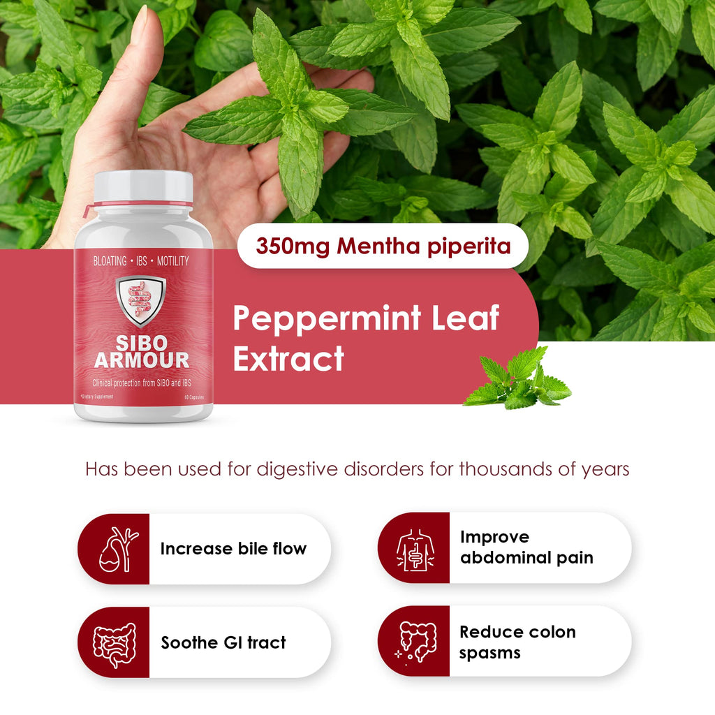 SIBO | IBS Relief (Clinical Grade Treatment) Bloating, Diarrhea, Leaky Gut, Gas | Delayed Release Peppermint | Supplement Effective On Irritable Bowel Syndrome & Small Intestine Bacteria Overgrowth