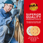 Dura-Gold Premium 240 Grit 5" Sandpaper Discs, 8 Hole Pattern Dustless, 50 Discs - Hook & Loop Backing for Orbital DA Sander, Detailing Finishing Color Sanding Automotive Paint Woodworking