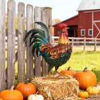 Ratuor Metal Rooster Decor Garden Statue Chicken Yard Art Outdoor Sculpture